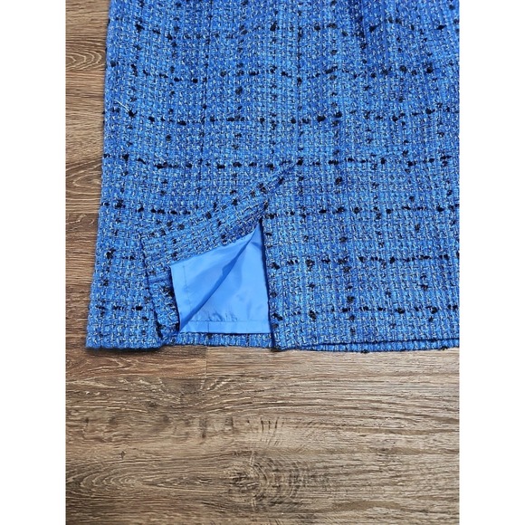 Vintage Henry Lee Women's 8 Petite Tweed Skirt Suit Set Blue Carrer Office - Picture 14 of 16